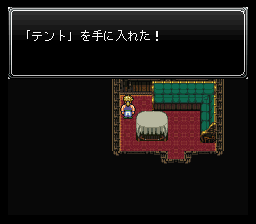 8両目にて客室の床にテントがある